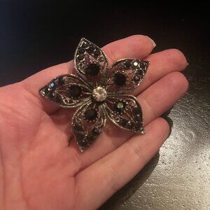 Black and Clear Rhinestone Starfish Design Brooch by Premier Designs